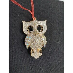 Crystal Rhinestone Gems Owl Bag Ornament Christmas Holidays Bird Decor